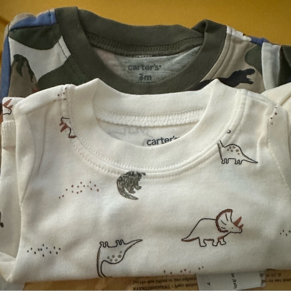 Carter's Cream and Green Dinosaur Baby Set